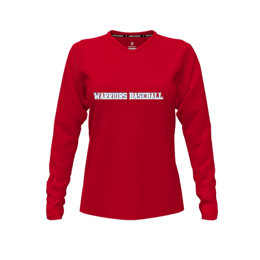 [CUS-DFW-TEES-CMF-VNK-LSL-RED-FYXS-LOGO2] Comfort T-Shirt (Female Youth XS, Red, V Neck, Logo 2, Long Sleeve)