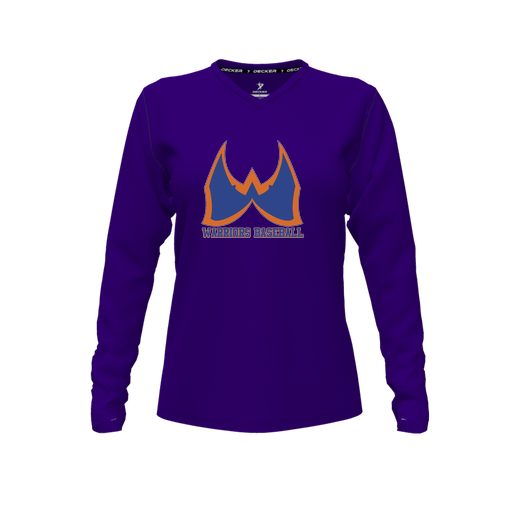 [CUS-DFW-TEES-PER-VNK-LSL-PUR-FYXS-LOGO3] Performance T-Shirt (Female Youth XS, Purple, V Neck, Logo 3, Long Sleeve)